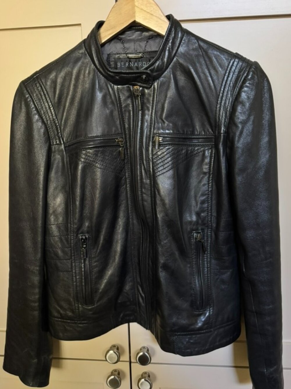 Black Leather Bomber style Jacket